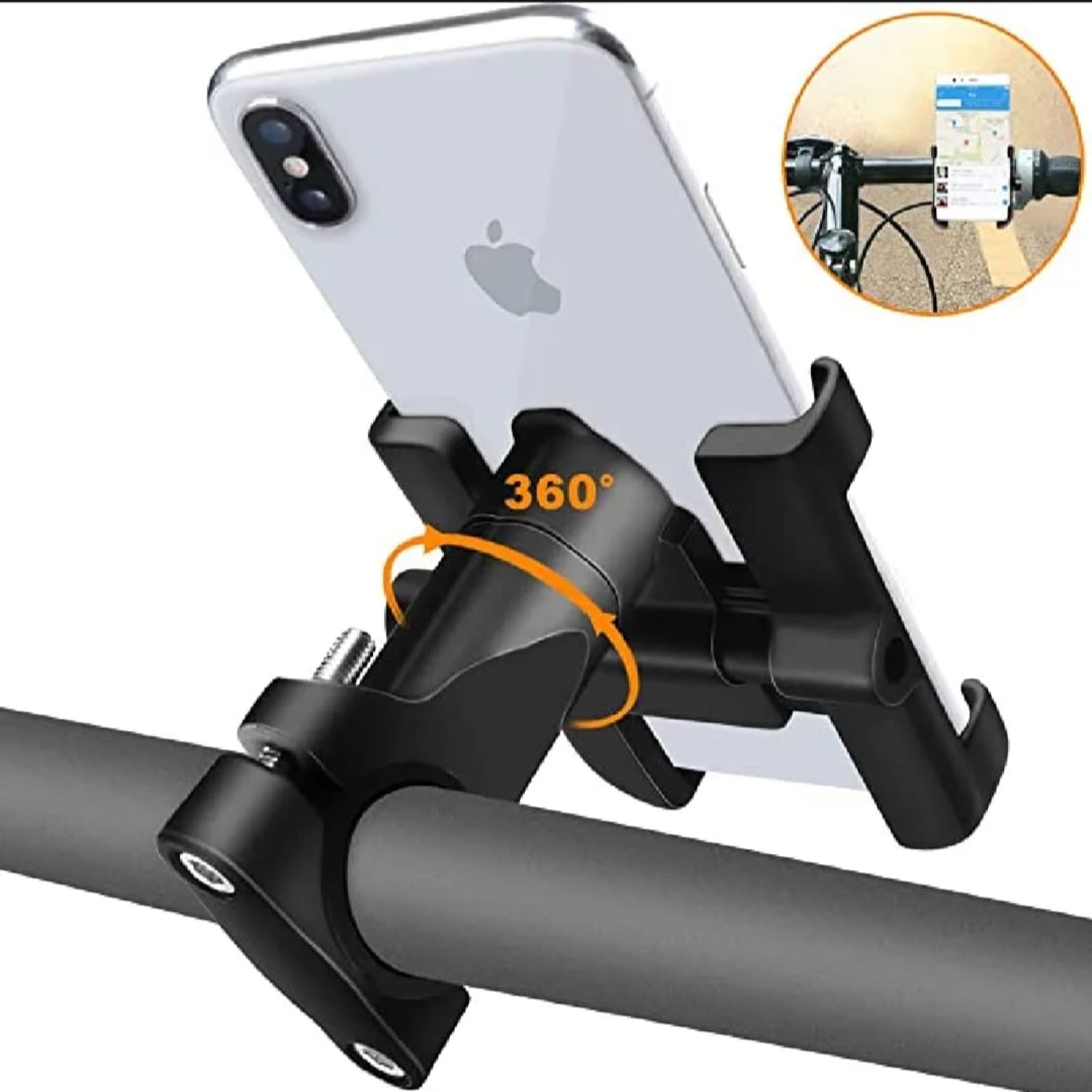 Phone holder with 360-degree rotation on a white background
